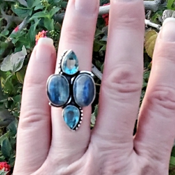 ***Sale*** New Kyanite & Blue Topaz 925 Silver Ring. - Picture 2 of 10